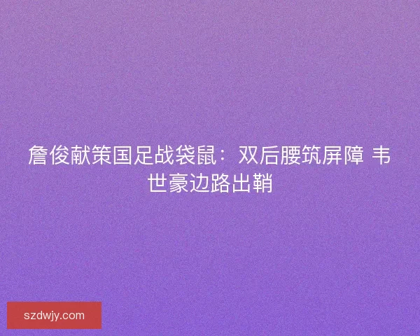 詹俊献策国足战袋鼠：双后腰筑屏障 韦世豪边路出鞘