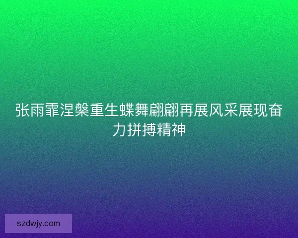 张雨霏涅槃重生蝶舞翩翩再展风采展现奋力拼搏精神 张雨霏涅槃重生蝶舞翩翩再展风采展现奋力拼搏精神